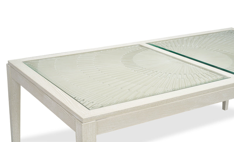 Vida Dining Table with Glass Inserts, 78\"W - Sand