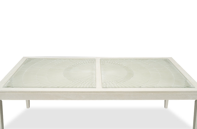 Vida Dining Table with Glass Inserts, 78\"W - Sand