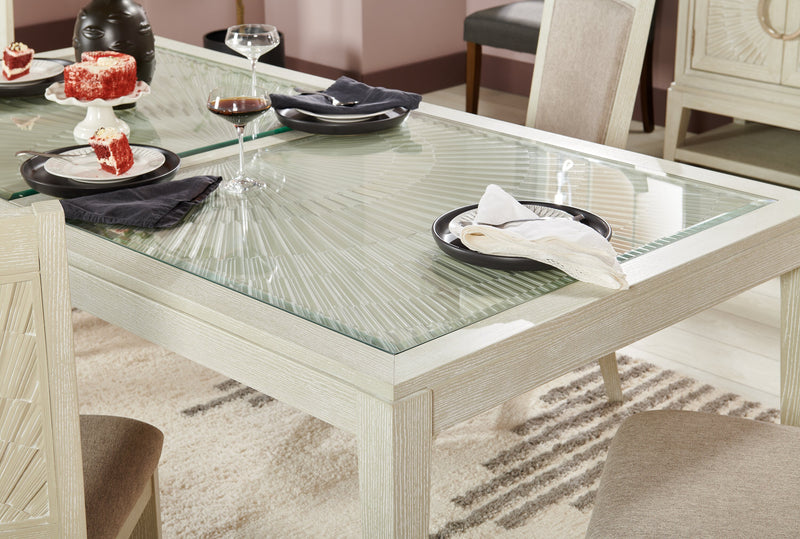 Vida Dining Table with Glass Inserts, 78\"W - Sand