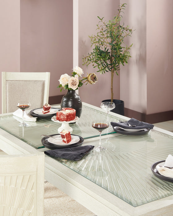 Vida Dining Table with Glass Inserts, 78\"W - Sand
