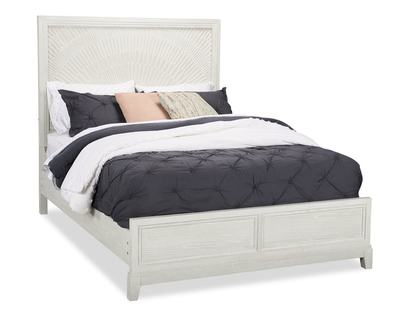 Vida Panel Bed with Headboard & Frame, Sand - Queen Size