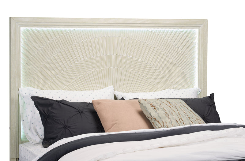 Vida Panel Bed with Headboard & Frame, Sand - Queen Size