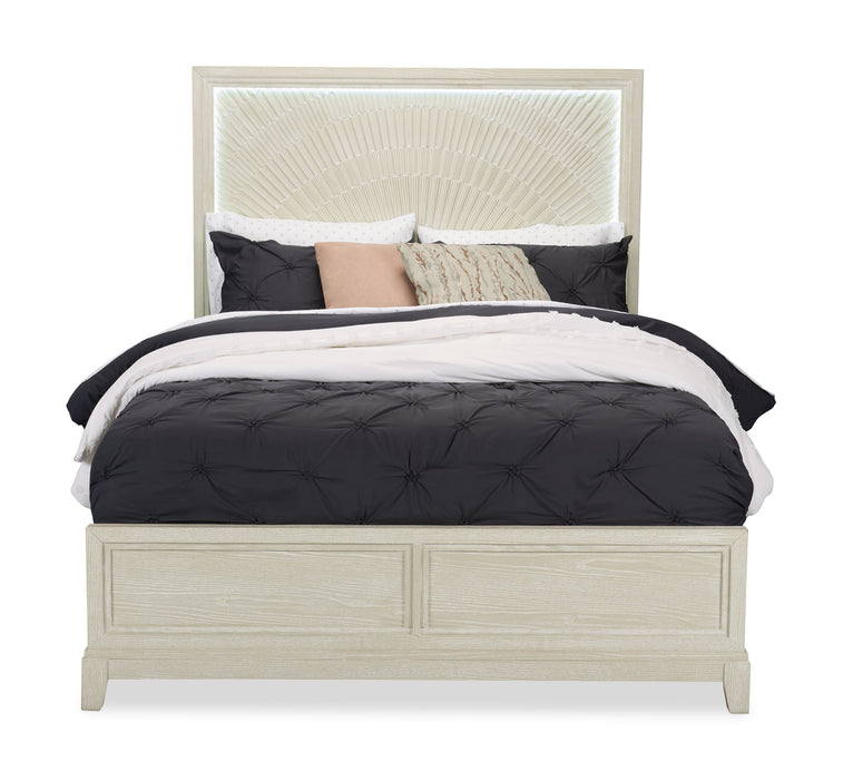 Vida Panel Bed with Headboard & Frame, Sand - Queen Size