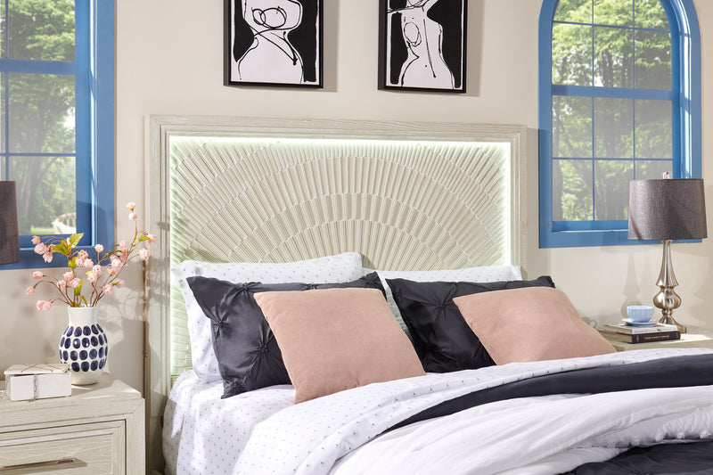 Vida Panel Bed with Headboard & Frame, Sand - Queen Size