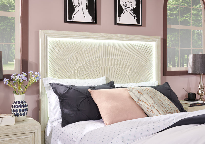 Vida Panel Bed with Headboard & Frame, Sand - Queen Size