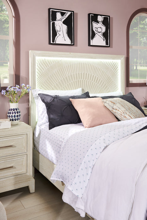 Vida Panel Bed with Headboard & Frame, Sand - Queen Size