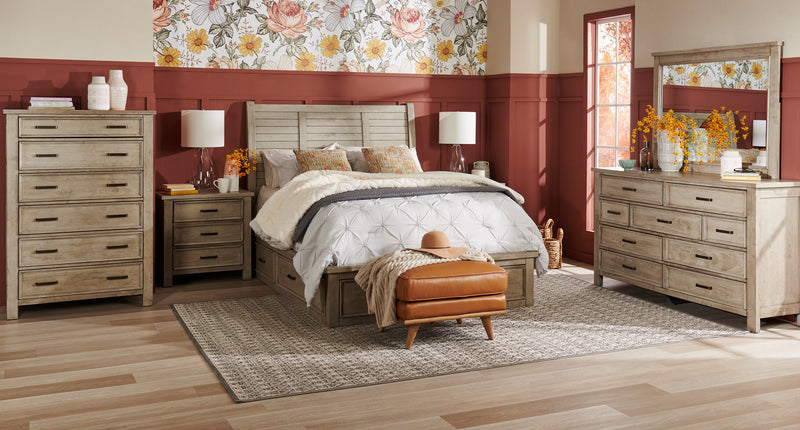 Vivia 28\" Genuine Leather Ottoman with Wood Base - Caramel Brown 