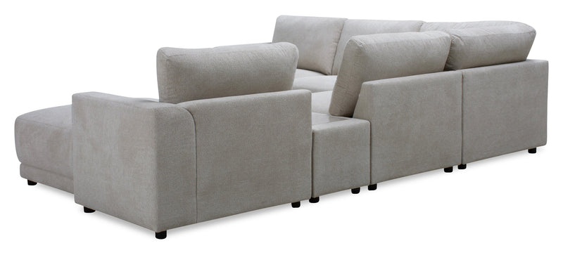 Voyage Modular 6-Piece Right-Facing Fabric Sectional with Console and Removable Back Cushions – Taupe