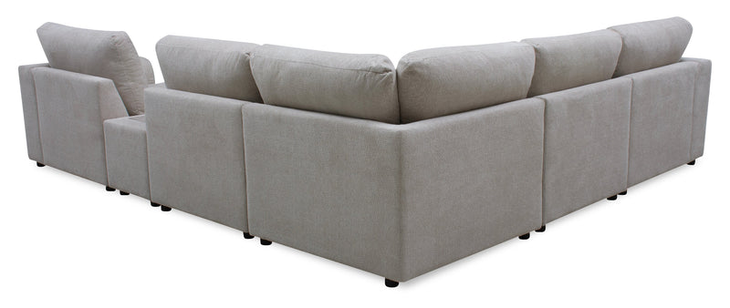 Voyage Modular 6-Piece Right-Facing Fabric Sectional with Console and Removable Back Cushions – Taupe