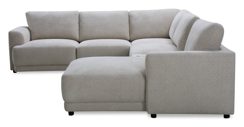 Voyage Modular 6-Piece Right-Facing Fabric Sectional with Console and Removable Back Cushions – Taupe