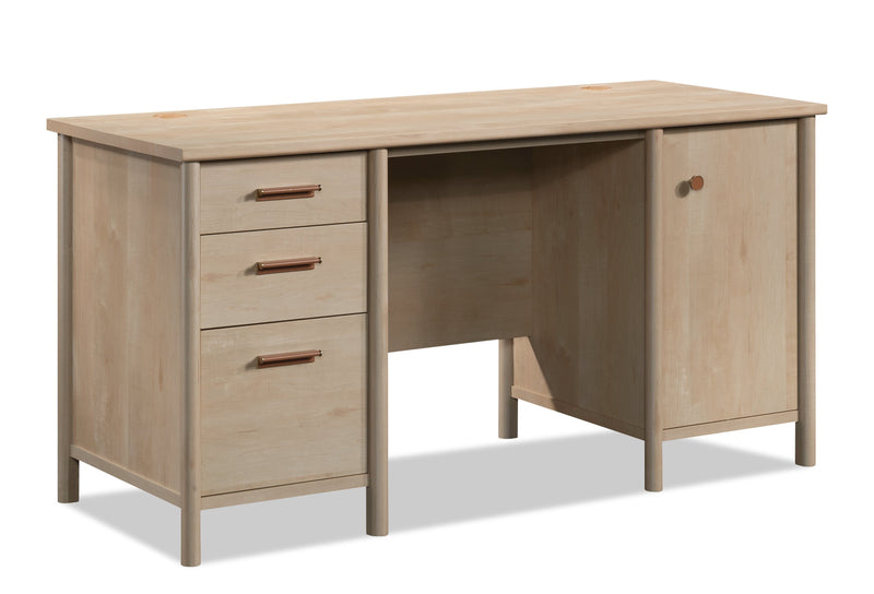 Whitaker Point 59.06\" Commercial Grade Computer Office Desk with 3-Drawers & Cabinet - Natural Maple
