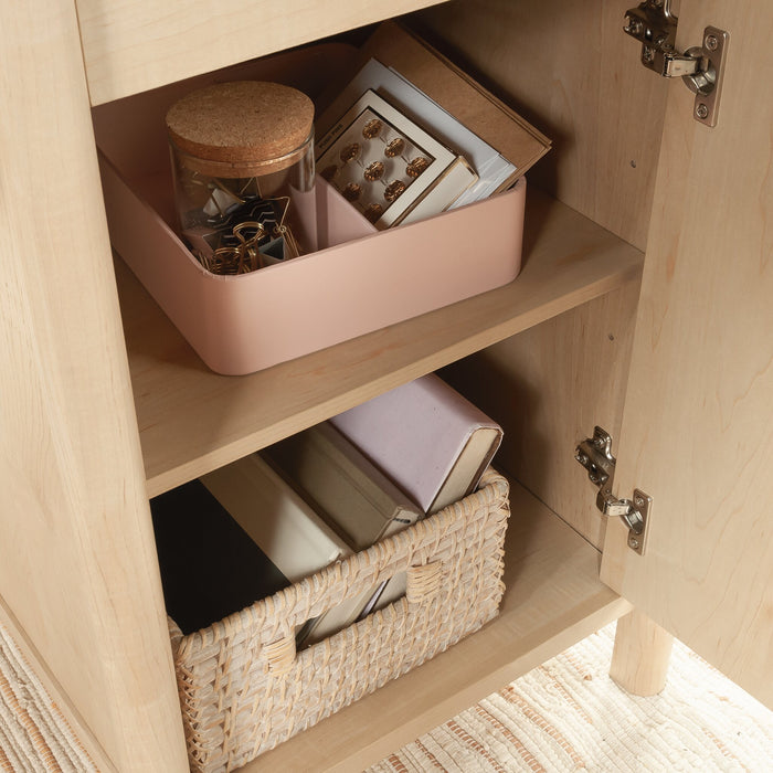 Whitaker Point 65.98\" Commercial Grade Executive Office Desk with 5-Drawers & Cabinet - Natural Maple