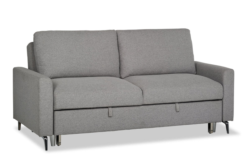 Wilson 77.5\" Linen-Look Fabric Sleeper Sofa with Drop-Down Back Cushions and Metal Legs - Solis Grey 