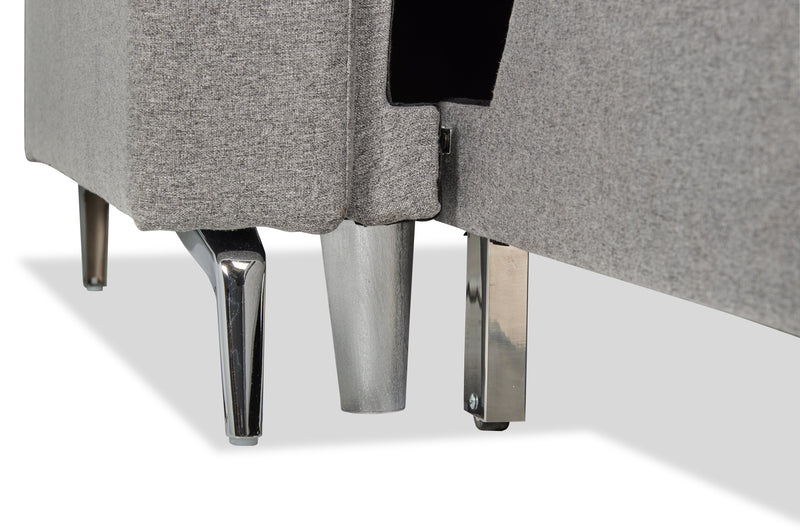 Wilson 77.5\" Linen-Look Fabric Sleeper Sofa with Drop-Down Back Cushions and Metal Legs - Solis Grey 