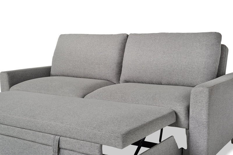 Wilson 77.5\" Linen-Look Fabric Sleeper Sofa with Drop-Down Back Cushions and Metal Legs - Solis Grey 