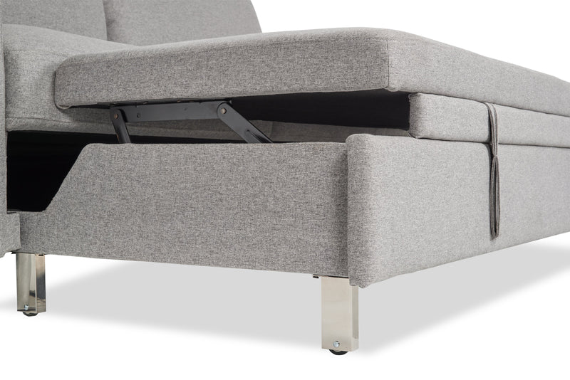 Wilson 77.5\" Linen-Look Fabric Sleeper Sofa with Drop-Down Back Cushions and Metal Legs - Solis Grey 