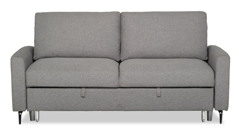 Wilson 77.5\" Linen-Look Fabric Sleeper Sofa with Drop-Down Back Cushions and Metal Legs - Solis Grey 