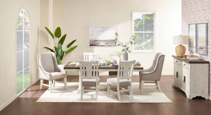 Willow Wingback Dining Chair with Polyester Fabric & Nailhead Trim - Brown