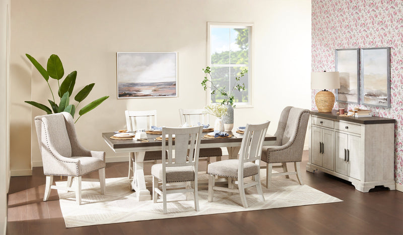 Willow Wingback Dining Chair with Polyester Fabric & Nailhead Trim - Brown