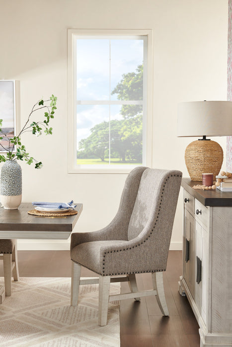 Willow Wingback Dining Chair with Polyester Fabric & Nailhead Trim - Brown