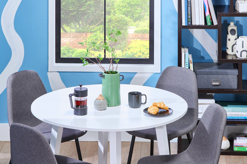 Bryn Drop-Leaf Dining Table, 42\" Round - White
