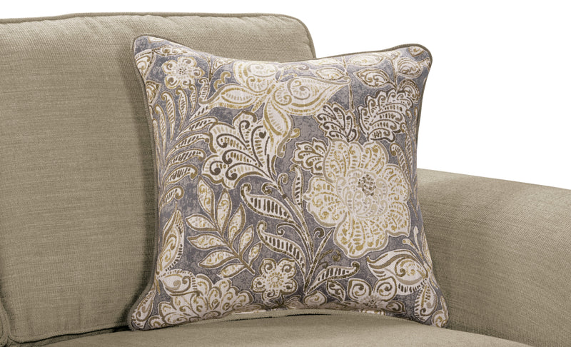 Made in Canada Wynn 70\" Chenille Fabric Loveseat with Nailhead Trim and Wood Bun Legs - Taupe