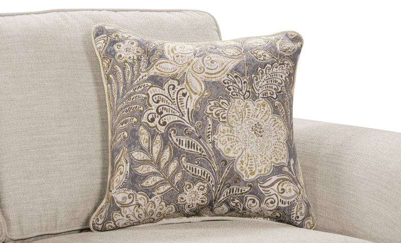 Made in Canada Wynn 70\" Chenille Fabric Loveseat with Nailhead Trim and Wood Bun Legs - Linen