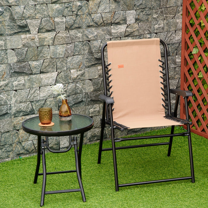 Outsunny Outdoor Folding Chair, Bungee Sling Foldable Chair, Beige