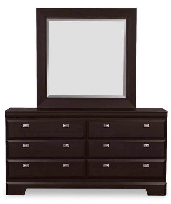 Yorkdale 5pc Bedroom Set with 6-Drawer Storage Bed, Dresser & Mirror, Made in Canada, Brown - Queen Size