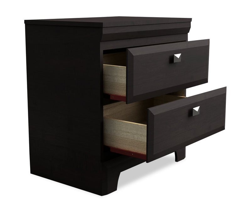 Yorkdale Bedside 2-Drawer Nightstand, 23.5\"W x 24.7\"H, Made in Canada - Brown