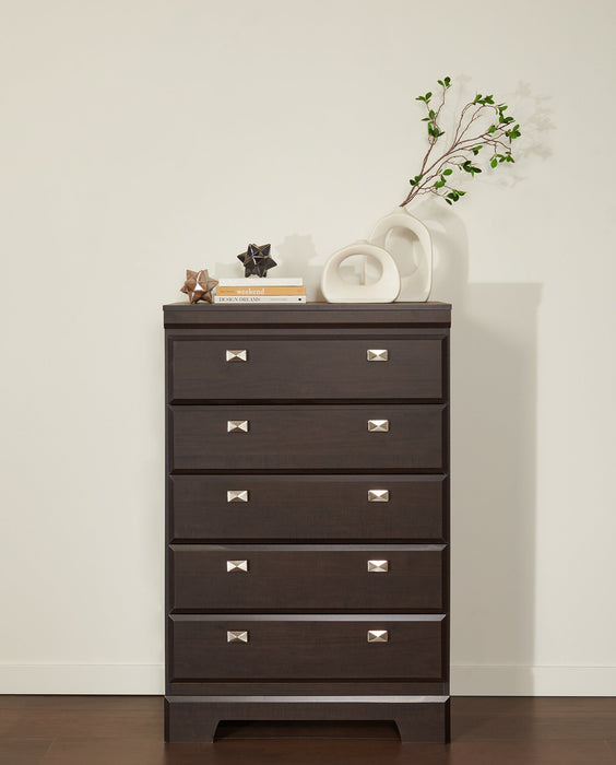 Yorkdale Bedroom Chest of Drawers, 5-Drawer, 31.1\"W x 47.4\"H, Made in Canada - Brown