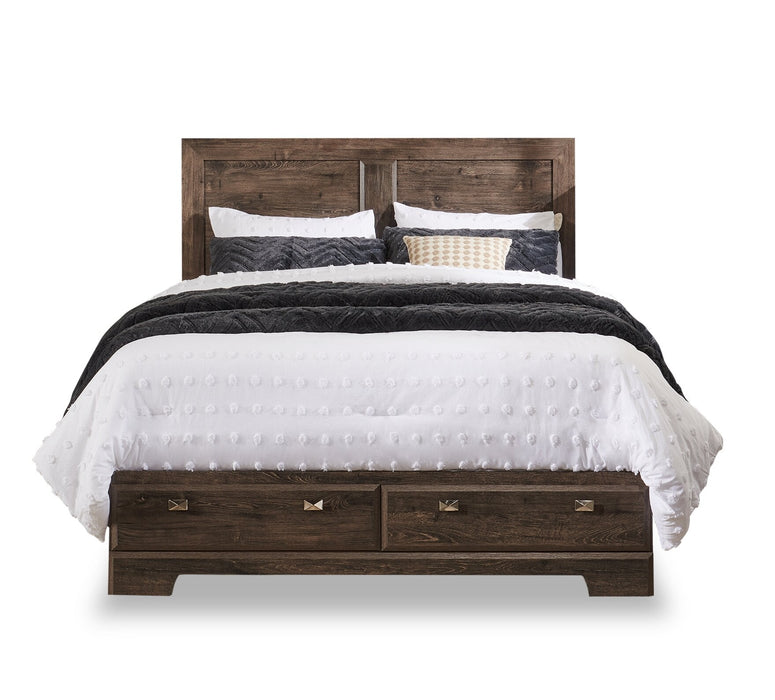 Yorkdale 5pc Bedroom Set with 6-Drawer Storage Bed, Dresser & Mirror, Grey - Full Size