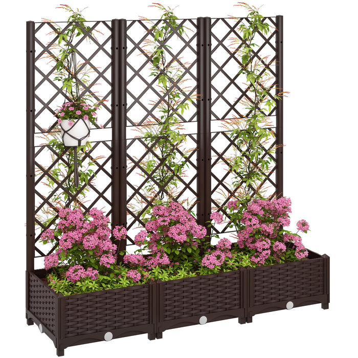 Outsunny Plastic Raised Bed, Garden Box With Trellis, 47\" X 16\" X 48\"