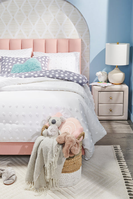 Zara Upholstered Bedside 2-Drawer Nightstand, 20.5\"W x 20.75\"H - Beige