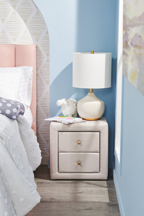 Zara Upholstered Bedside 2-Drawer Nightstand, 20.5\"W x 20.75\"H - Beige