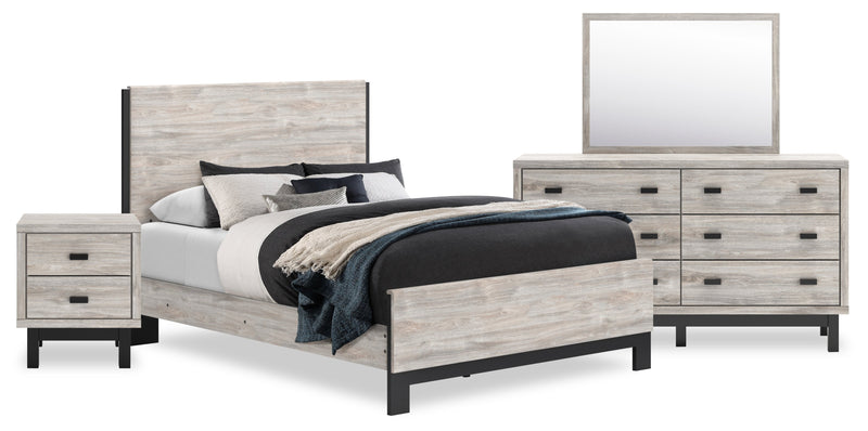 Zen 6pc Bedroom Set with Bed, Dresser, Mirror & Nightstand, Light Grey - Queen Size