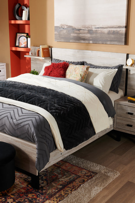 Zen Panel Bed, Light Grey - Queen Size