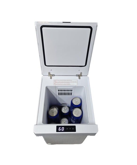 Zen 75.5\" Leather-Look Fabric Power Reclining Massage Loveseat with Refrigerator Console - Apricot