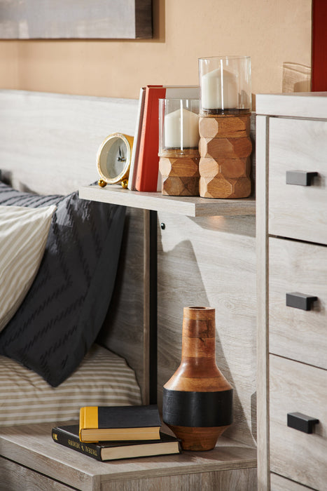 Zen Pier Bed with Headboard, Frame, Nightstands & Piers, USB, LED, Light Grey - Queen Size