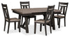 Zao 5pc Dining Set with Table & 4 Chairs, 66-94\"W Extension, Melamine - Brown