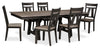 Zao 7pc Dining Set with Table & 6 Chairs, 66-94\"W Extension, Melamine - Brown