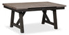 ["Zao Dining Table with 66-94\"W Extension, Melamine, Trestle Base - Brown"]