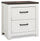 ["Zoey Bedside 2-Drawer Nightstand, 24.4##PACKAGEDETAILSquot;W x 24.9##PACKAGEDETAILSquot;H - Two-tone White & Brown"]