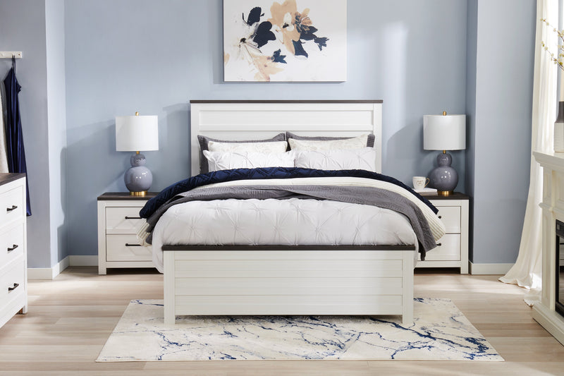 Zoey Bedside 2-Drawer Nightstand, 24.4\"W x 24.9\"H - Two-tone White & Brown