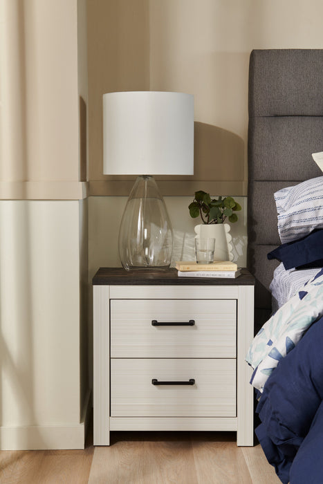 Zoey Bedside 2-Drawer Nightstand, 24.4\"W x 24.9\"H - Two-tone White & Brown