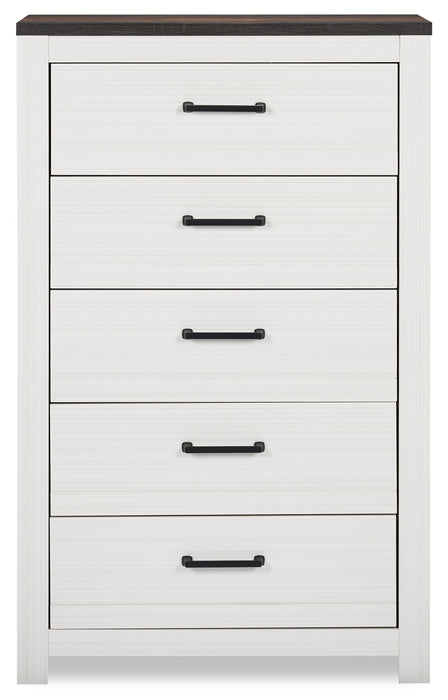 Zoey Bedroom Chest of Drawers, 5-Drawer, 31.5\"W x 50.7\"H - Two-tone White & Brown