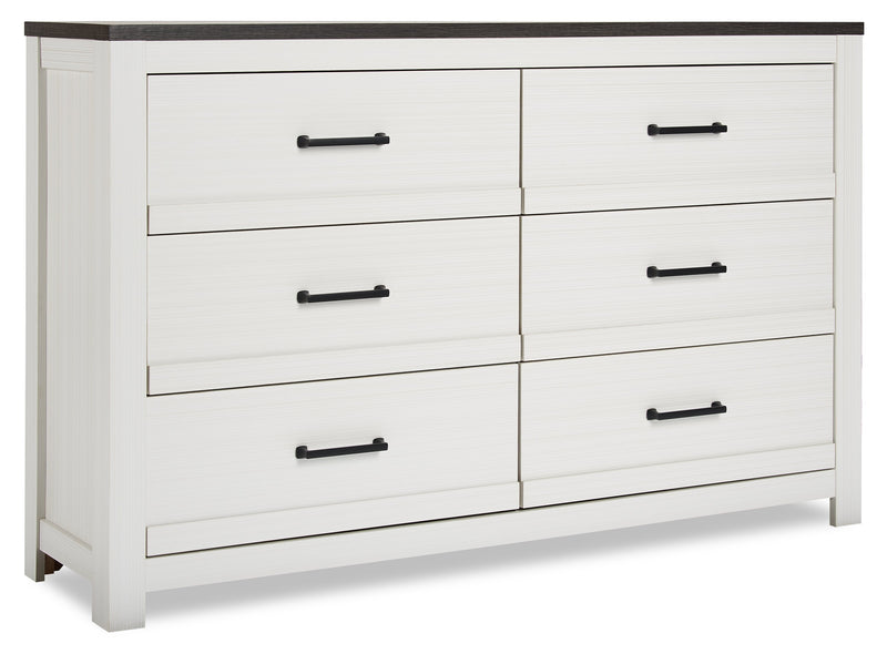 Zoey Bedroom 6-Drawer Dresser, 58.3\"W x 37.1\"H - Two-tone White & Brown