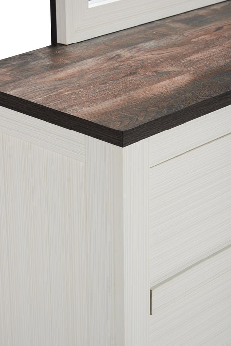 Zoey Bedroom 6-Drawer Dresser, 58.3\"W x 37.1\"H - Two-tone White & Brown