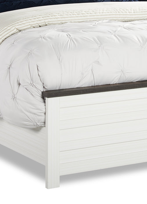 Zoey Panel Bed, Two-tone White & Brown - Queen Size