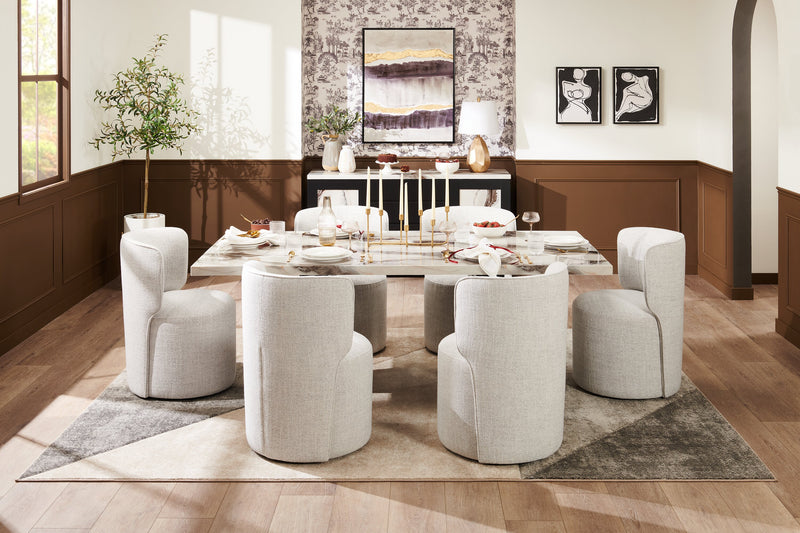 Zola Gliding Dining Chair with Polyester Fabric - Cloud Grey